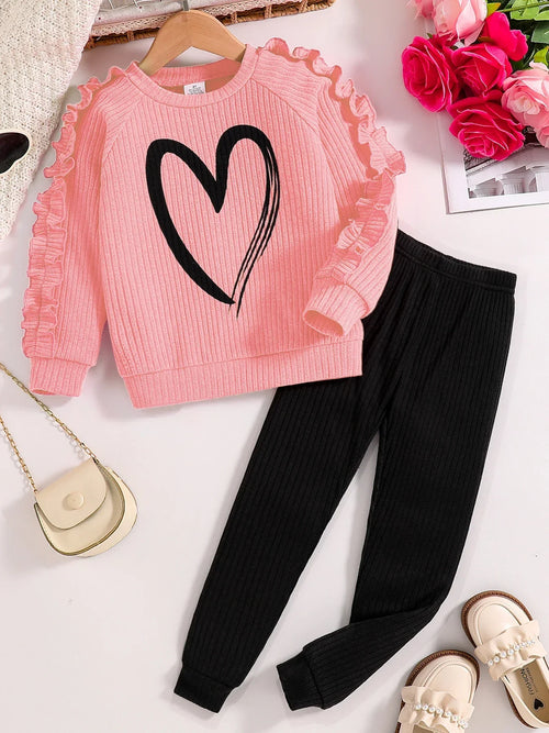 Spring and Autumn children fashion sports set girls sweater + casual pants