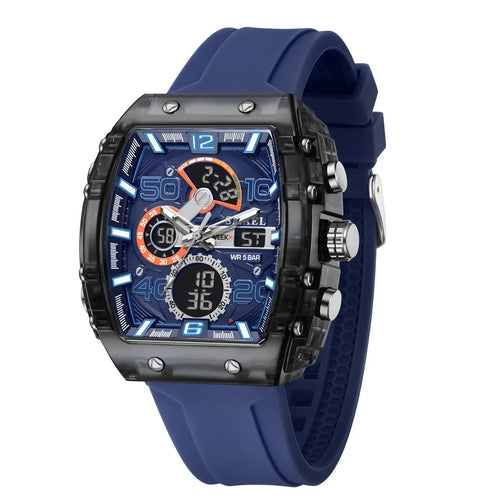 Men's 8109 electronic watch fashion square dual display waterproof luminous