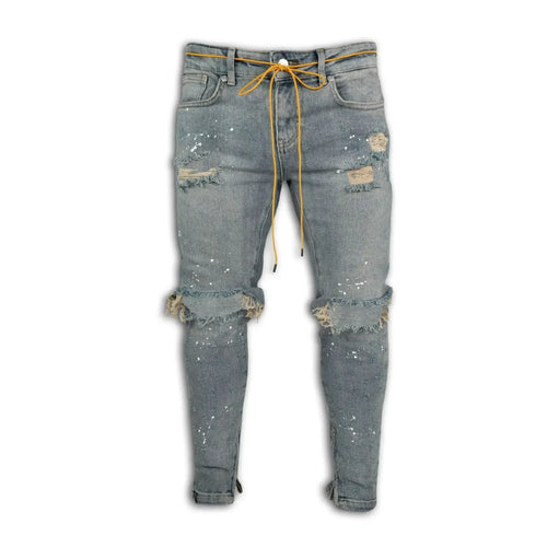 New 2025 Ripped Hole Jeans for Men Hip Hop Cargo Pant Distressed Denim Jeans