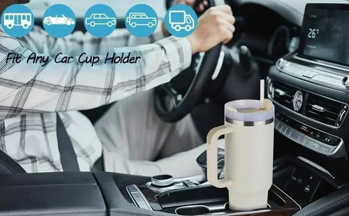 Large capacity 1200ML 304 stainless steel insulated water bottle insulated coffee cart cup hot and cold cups, straw with handle