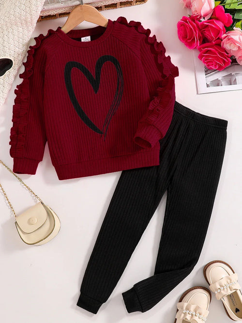 Spring and Autumn children fashion sports set girls sweater + casual pants