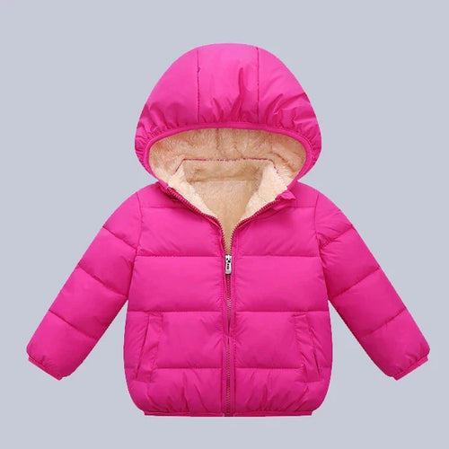 Winter Baby Kids Fleece Jacket Warm Hooded Down Outerwear