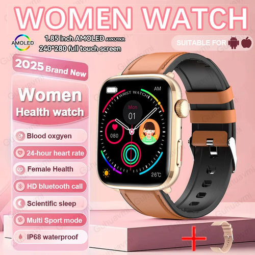 2025 AI Diagnosis NFC Smart Watch Women 1.85 inch AMOLED Blood pressure Heart