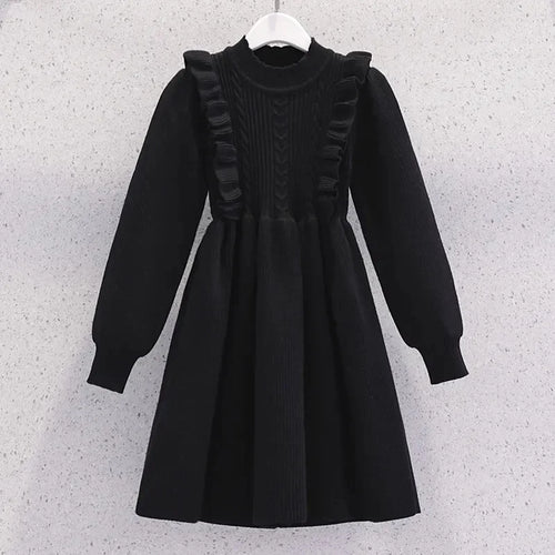 Women's Solid Color Casual Knit Sweater Pullover Autumn Winter Dress