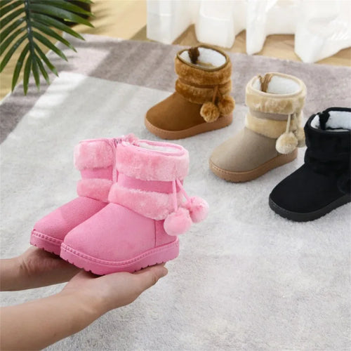 Babies Winter Snow Boots Comfortable Thick Warm Lobbing Ball Cute Boots