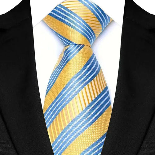 8cm Width Yellow Color Neck Ties For Men Paisley Dots Handmade