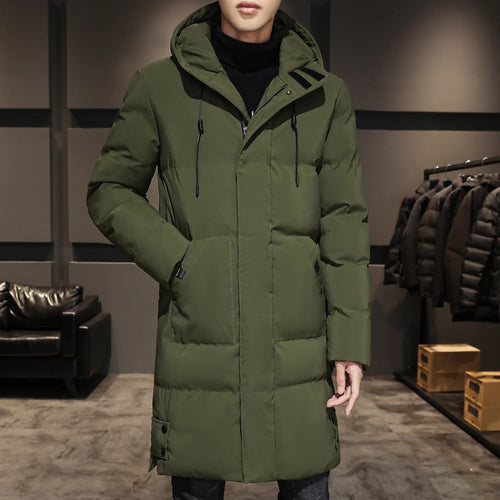 High Quality Long Cotton-padded Coat Warm Simple Solid Color Thin Look High Trend All Quality Fabric Comfortable Men's Parkas