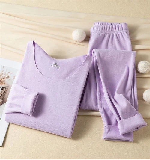 Women's Seamless Thermal Underwear Set Winter Warm Comfortable Solid Lingerie Long Johns Sexy Knitted Polyester Elastane Blend