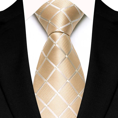 8cm Width Yellow Color Neck Ties For Men Paisley Dots Handmade