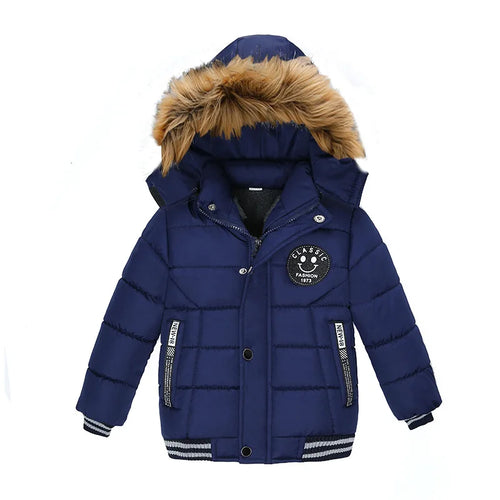 2025 Winter Children Warm Clothing Boys Down Jacket Baby Polyester Fiber Hooded