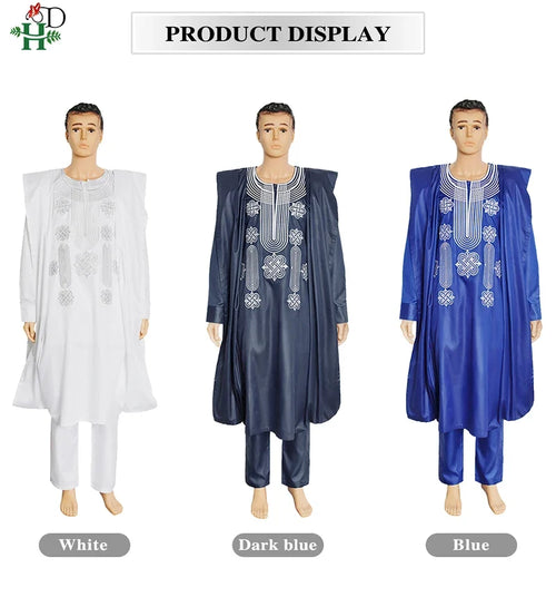 African Suit Men Robe Shirt and Pants Set Long Sleeve