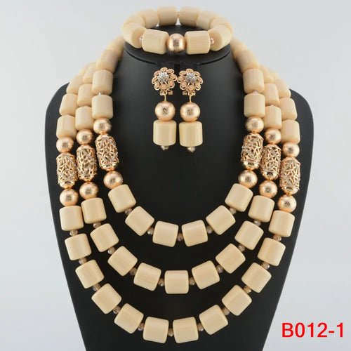 Traditional Nigerian Wedding Artificial Coral Beads Bridal Jewelry Sets African