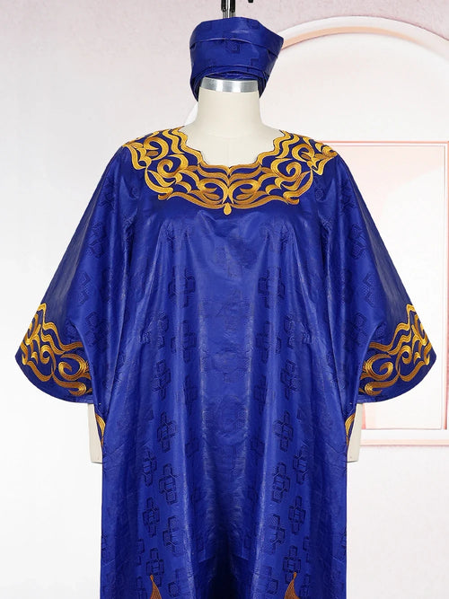 African Dresses for Women Dashiki Traditional Bazin Gown Ankara Embroidery Boubou Robe Nigeria Wedding Evening Party Dress