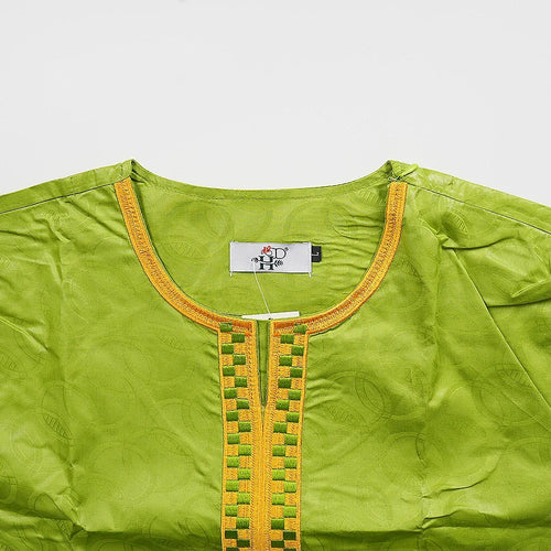 Men's Traditional Agbada 2PCS Green Bazin Riche Shirt and Pant