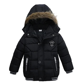 Autumn Winter Hooded Jacket for Kids - Boys & Girls Warm Fur Collar Zipper Outerwear Casual Fashion Baby Coat for Ages 2-6