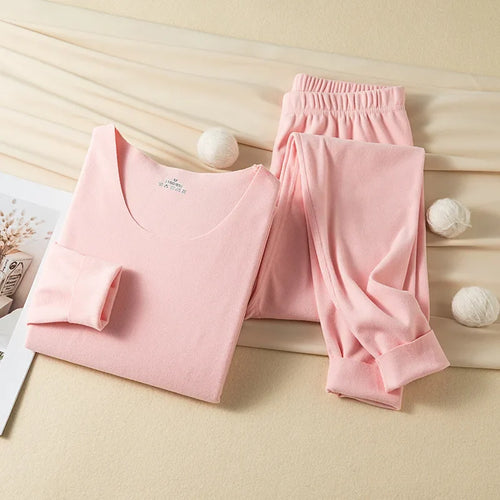 Women's Seamless Thermal Underwear Set Winter Warm Comfortable Solid Lingerie Long Johns Sexy Knitted Polyester Elastane Blend