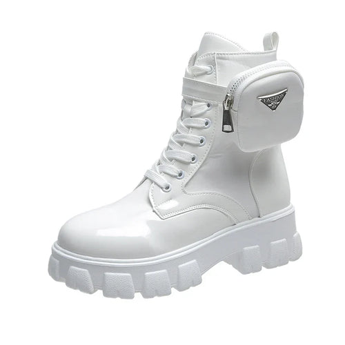 Women Motorcycle Leather Classic Punk Boots