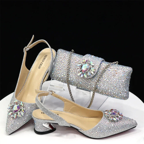 Italian Hollow Design Women's Shoes And Matching Bag