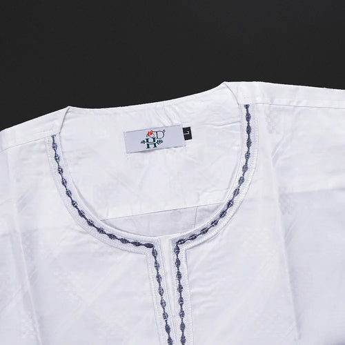 African Clothes for Men Traditional Rich Bazin Original Embroidery White Clothing Men 3 PCS Set Wedding Party Occasion 2024