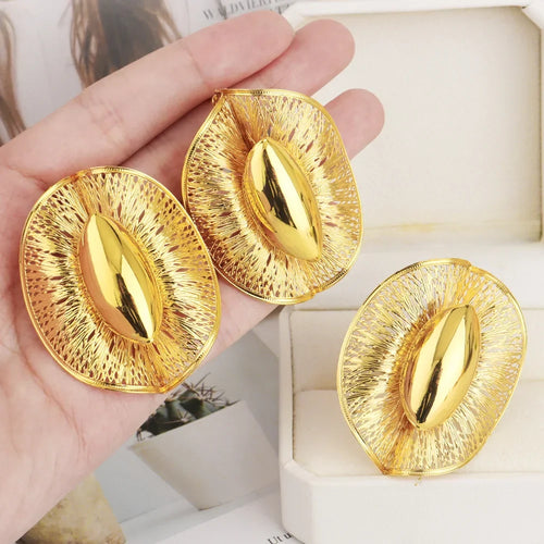 Gold Plated Earrings Ring Set for Women