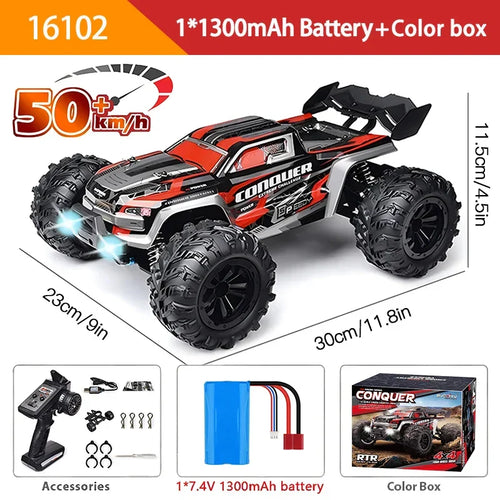 1:16 70KM/H Or 50KM/H 4WD RC Car With LED Remote Control Cars High Speed Drift