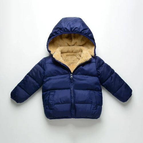 Winter Baby Kids Fleece Jacket Warm Hooded Down Outerwear