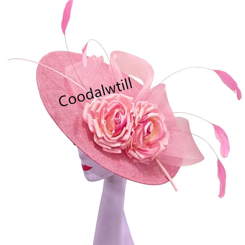 Big Flower Fascinators Hat Headpiece Women Kentucky Church Millinery Cap Ladies