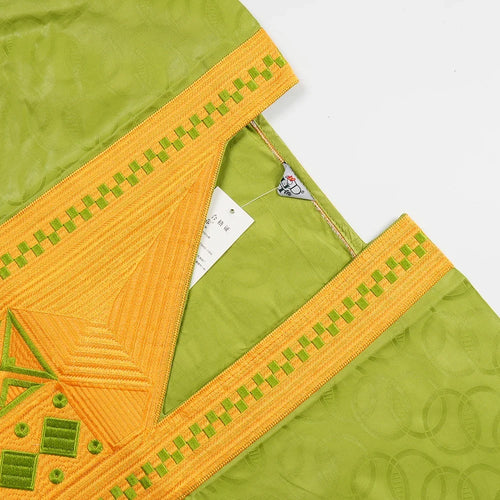 H&D African Clothing For Man Traditional Agbada Sets 3PCS Green Bazin Riche Shirt Pant Embroidery Wedding Party Suits Plus Size