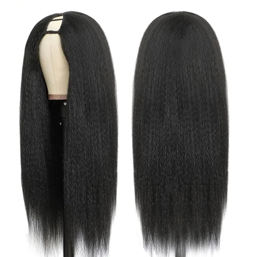 V Part 200% Density Kinky Straight 100% Human Hair 16-32 Inch Wig For Women With Drawstring No Leave Out No Sew In Wigs