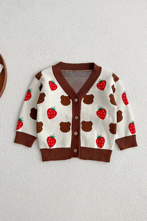 COZY Bear & Strawberry Cardigan