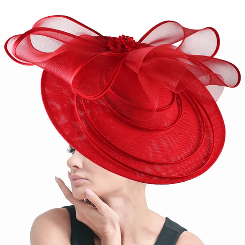 Elegant Wedding Big Size Fascinator Hat Women Flower Multimodal Hair Top Clips