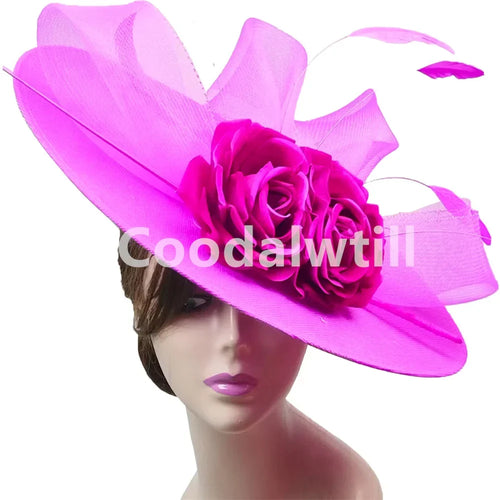 Big Flower Fascinators Hat Headpiece Women Kentucky Church Millinery Cap Ladies