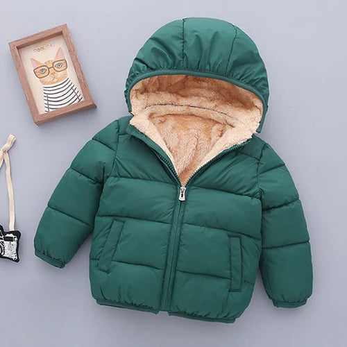 Winter Baby Kids Fleece Jacket Warm Hooded Down Outerwear