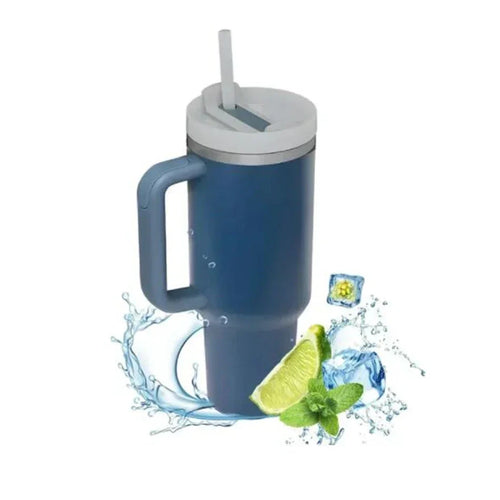 Large capacity 1200ML 304 stainless steel insulated water bottle insulated coffee cart cup hot and cold cups, straw with handle