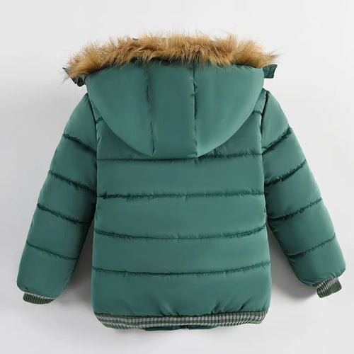 Autumn Winter Hooded Jacket for Kids - Boys & Girls Warm Fur Collar Zipper Outerwear Casual Fashion Baby Coat for Ages 2-6