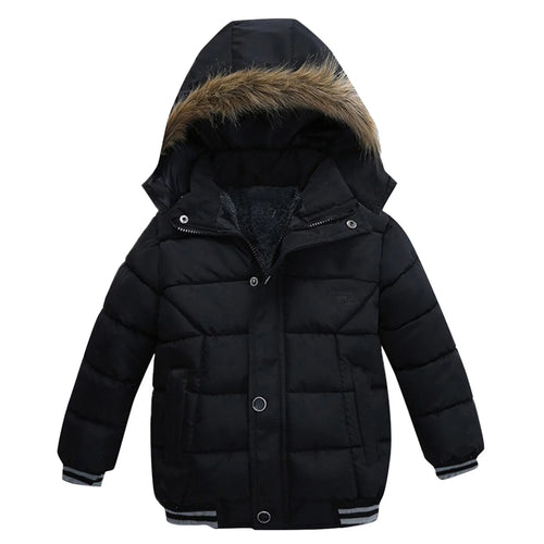 2025 Winter Children Warm Clothing Boys Down Jacket Baby Polyester Fiber Hooded