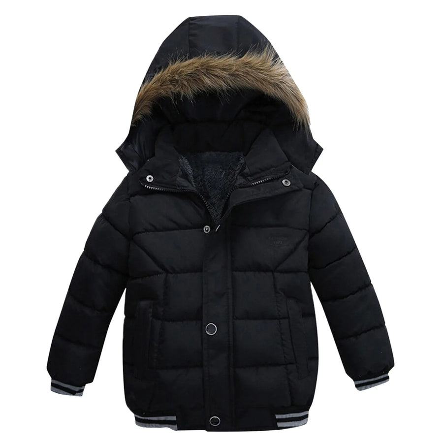 2025 Winter Children Warm Clothing Boys Down Jacket Baby Polyester Fiber Hooded