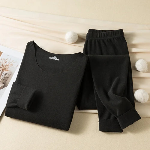 Women's Seamless Thermal Underwear Set Winter Warm Comfortable Solid Lingerie Long Johns Sexy Knitted Polyester Elastane Blend