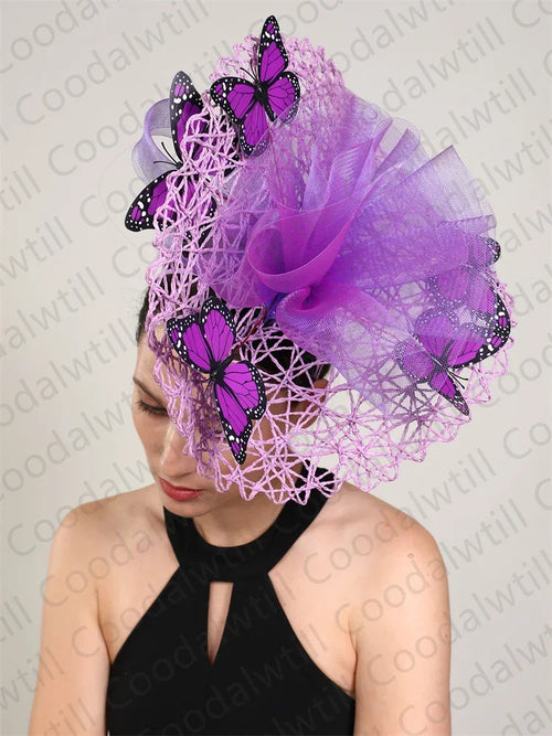 New Fascinator Wedding Headpiece Women Butterfly Headwear For Church Derby Hat