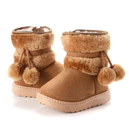 Babies Winter Snow Boots Comfortable Thick Warm Lobbing Ball Cute Boots