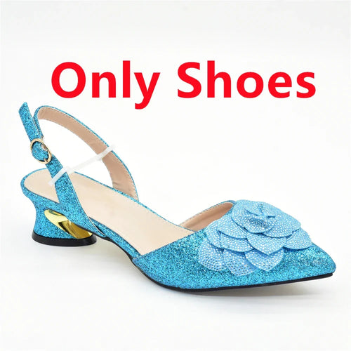 Women's Shoe and Bag Set Latest Luxury Italian Rhinstone Design for Wedding and