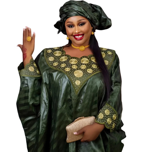 African Attire For Women's Abaya Embroidery Plus Size Elegant Party Church Dress