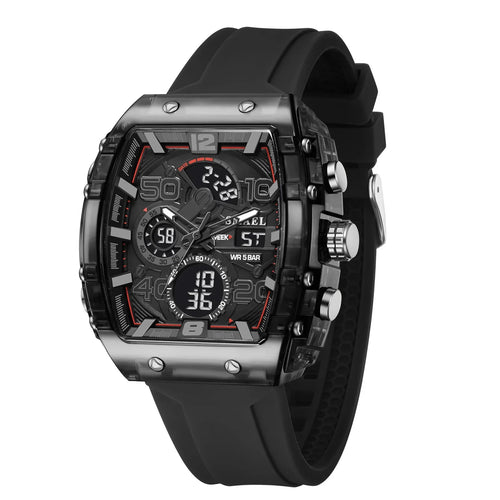 Men's 8109 electronic watch fashion square dual display waterproof luminous