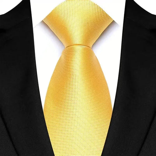 8cm Width Yellow Color Neck Ties For Men Paisley Dots Handmade