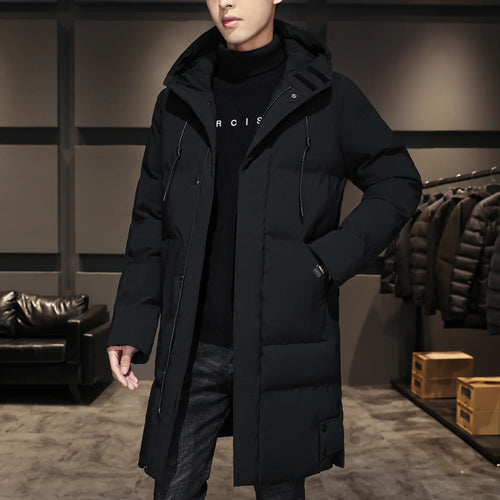 High Quality Long Cotton-padded Coat Warm Simple Solid Color Thin Look High Trend All Quality Fabric Comfortable Men's Parkas