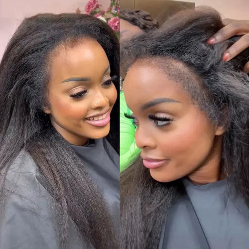 4C Edges Kinky Straight 13x6 HD Lace Frontal Wig Human Hair 7x5 Lace Front Human Hair Wigs Natural Baby Hair Lace Wigs on Sale