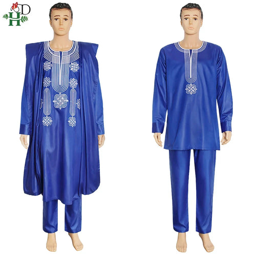 African Suit Men Robe Shirt and Pants Set Long Sleeve