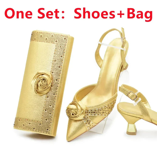 New Fashion Women Shoes and Bags To Match Set Nigeria Party Women's Pumps with