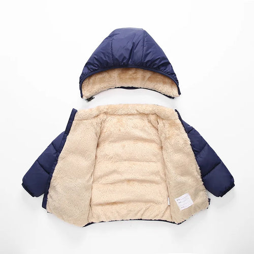 Winter Baby Kids Fleece Jacket Warm Hooded Down Outerwear