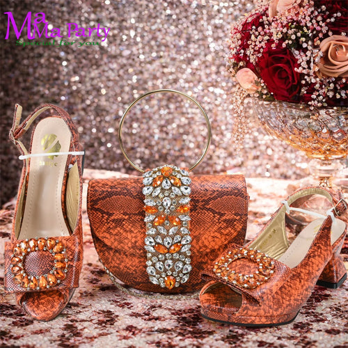 2025 Autumn New Design Specials Italian Women Shoes and Bag Set Comfortable Mid